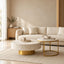 Mother of Pearl Inlay Coffee Table and Nesting Table Set, White Round Tables