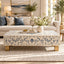 Blue Bone Inlay Rectangular Coffee Table, White Resin Top with Brass Legs