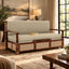 Ayaana Sheesham Wood 3 Seater Sofa Cum Bed with Cane Weaving & Premium Upholstery