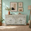 Darbar Hand Painted White Sideboard Cabinet with Crackle Finish