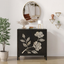 Sand Etched Mandana Floral Carved Wooden Cabinet
