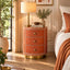 Round Bone Inlay Nightstand | Terracotta 3-Drawer Drum Table