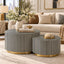 Bone Inlay Black and White Coffee Table Set of 2, Round Nesting Tables