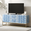 Bone Inlay TV Unit 2 Central Drawers with 2 Side Cabinets Metal Base