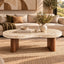 White Mother of Pearl Coffee Table with Wooden Legs
