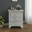 Rooh Bone Inlay Grey Floral 2 Drawer Bedside Table