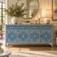 Aangan Blue & White Bone Inlay Floral 4 Drawer 4 Door Buffet Cabinet / Sideboard
