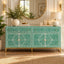 Leheriya Mother of Pearl Inlay Buffet Cabinet, Sea Green 2 Drawer 4 Door Sideboard