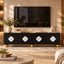Mother of Pearl Inlay Black 4-Door TV Unit Media Cabinet