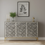 Parampara Bone Inlay Black & White 3 Door Storage Sideboard with Gold-toned legs