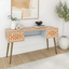 Warli Peach and White Floral Bone Inlay 2-Drawer Office/Home Desk