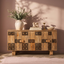 Rangmahal Geometric Wooden Block-Pattern Sideboard