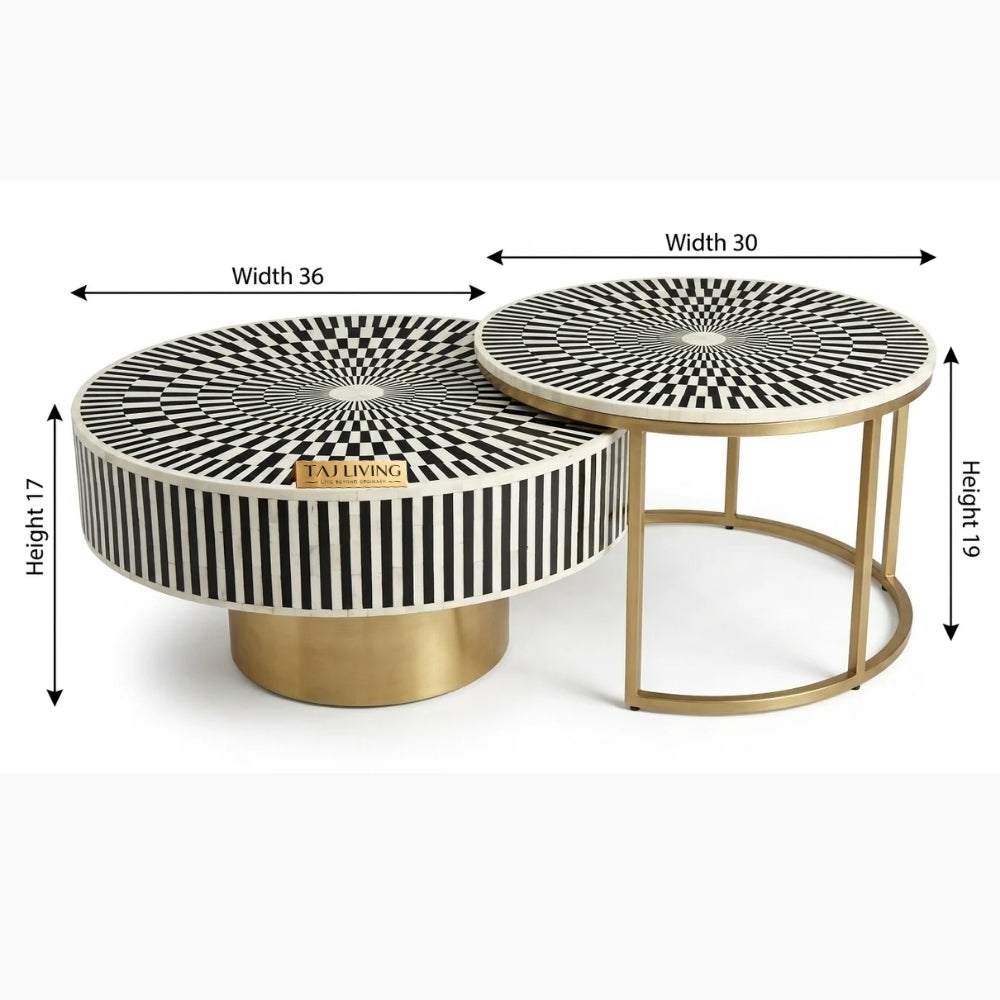 Black Bone Inlay Coffee Table & Nesting Table Set – 2 Piece
