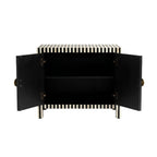Mehfil Bone Inlay Black & White 2 Door Cabinet with Brass Handles