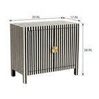 Mehfil Bone Inlay Black & White 2 Door Cabinet with Brass Handles