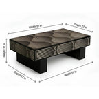 Black Bone Inlay Rectangular Coffee Table with Brass Legs