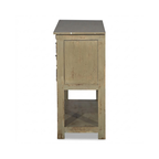 Modern Solid Wood & Brass Accent Console With Drawers