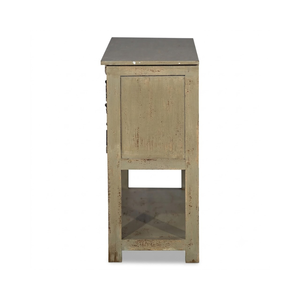 Modern Solid Wood & Brass Accent Console With Drawers