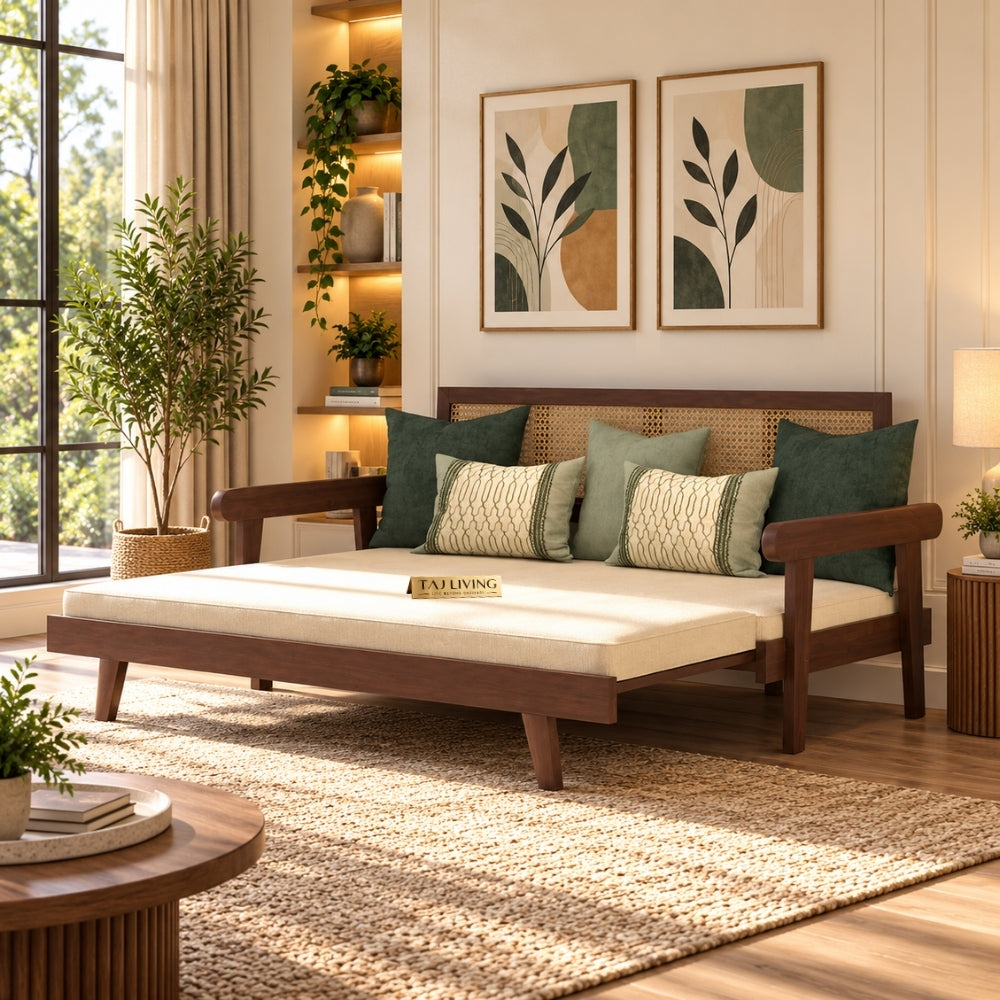 Signature Day Bed with Hand-Framed Backrest and Extendable Lounge