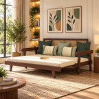 Signature Day Bed with Hand-Framed Backrest and Extendable Lounge