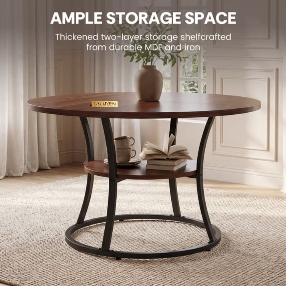 Round Dining Table Set for 4, Kitchen Table with 4 Upholstered Chairs