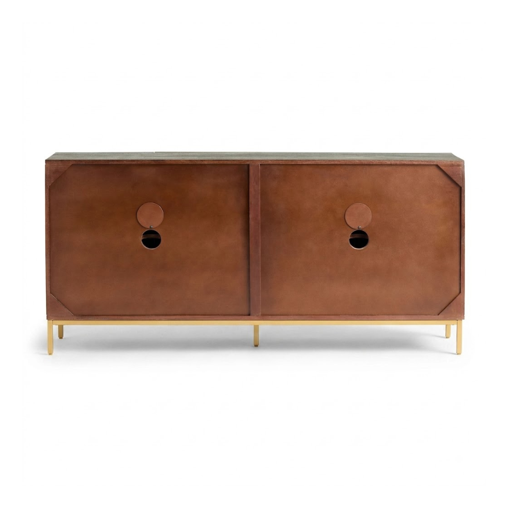 Vasudha Carved Wood Peacock 4 Door Storage Sideboard