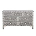 Maharaja Bone Inlay 7 Drawer Chest of Drawers - Black Floral