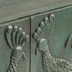 Vasudha Carved Wood Peacock 4 Door Storage Sideboard
