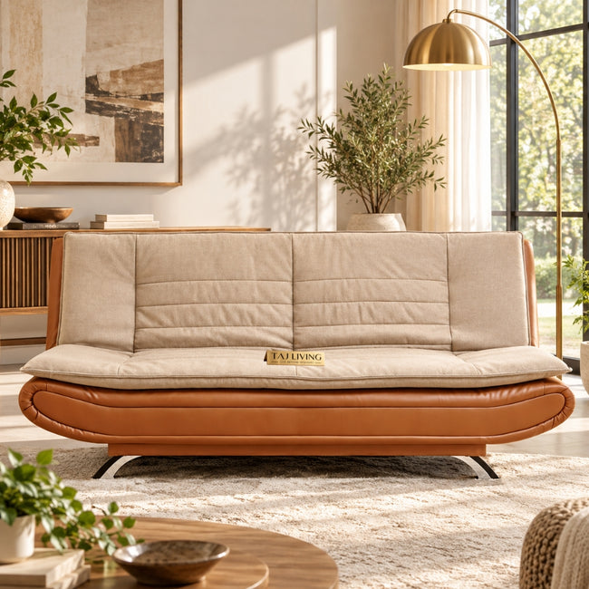 Maharaja Fabric 3-Seater Sofa Bed - Beige Hover Image
