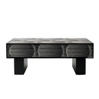 Black Bone Inlay Rectangular Coffee Table with Brass Legs