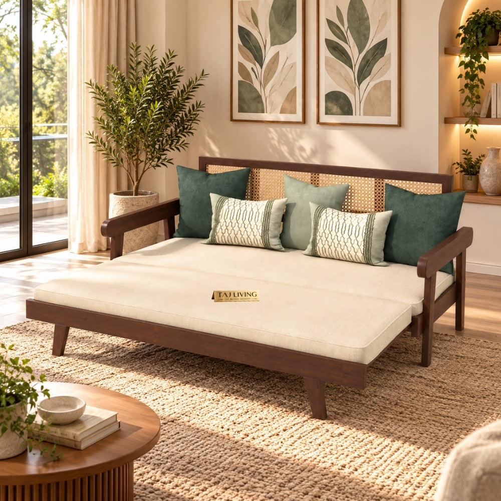 Signature Day Bed with Hand-Framed Backrest and Extendable Lounge