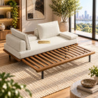 Naysa Sheesham Wood Sofa Cum Bed – Honey Finish