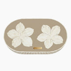 Luxury Bone Inlay Oval Coffee Table with Brass Base – Brown Floral Design Handmade Center Table