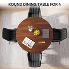 Round Dining Table Set for 4, Kitchen Table with 4 Upholstered Chairs