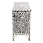 Maharaja Bone Inlay 7 Drawer Chest of Drawers - Black Floral