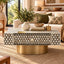 Mother of Pearl Inlay Targua Design Coffee Table – Black & White with Brass Base