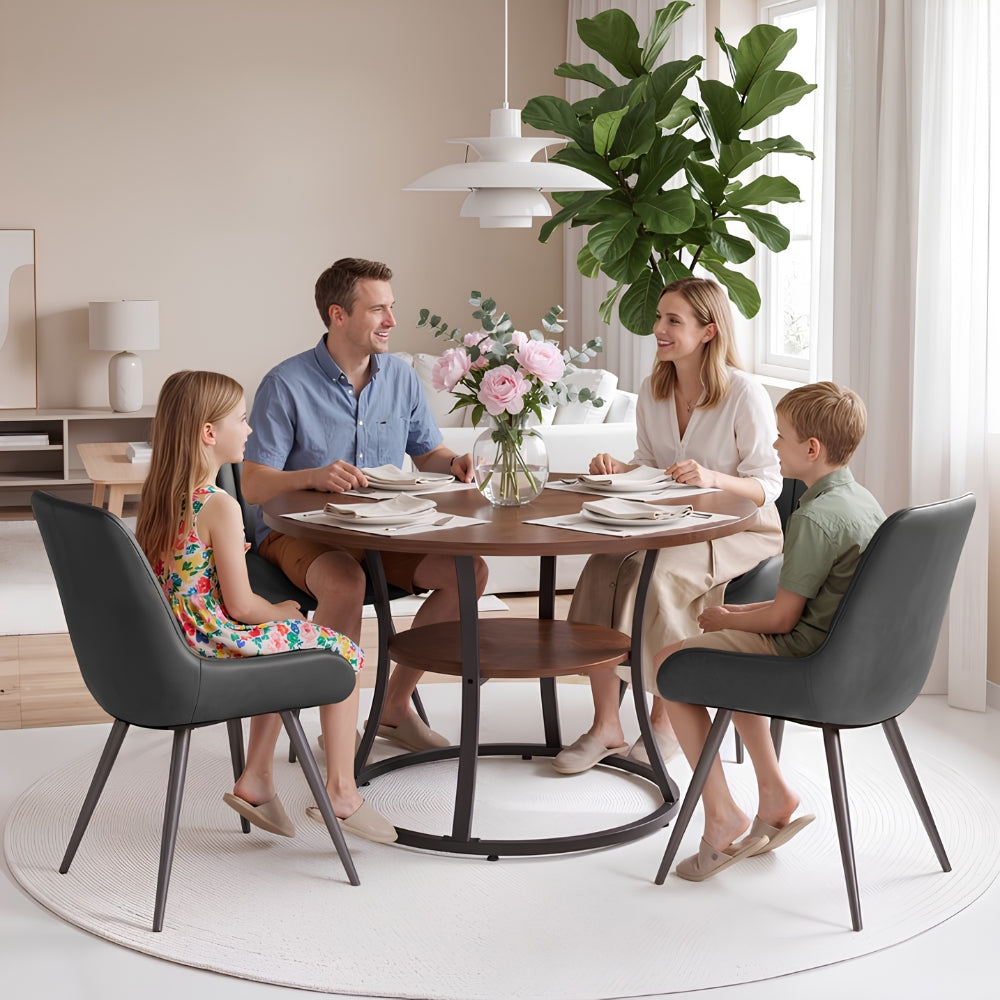 Round Dining Table Set for 4, Kitchen Table with 4 Upholstered Chairs