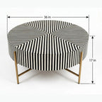 Black Bone Inlay Coffee Table with Optical Pattern & Gold Powder-Coated Stand