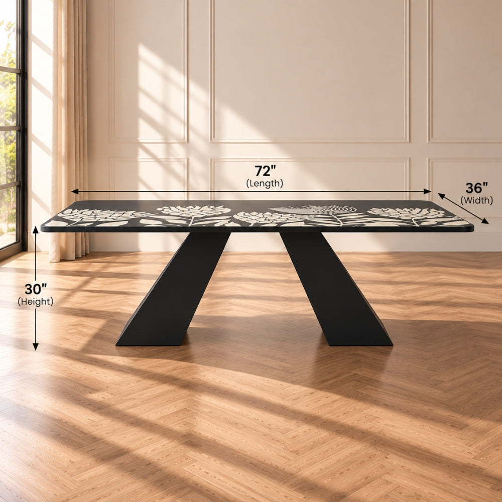 Blossom Inlay Dining Table – Handcrafted 6 Seater Bone Inlay Dining Table