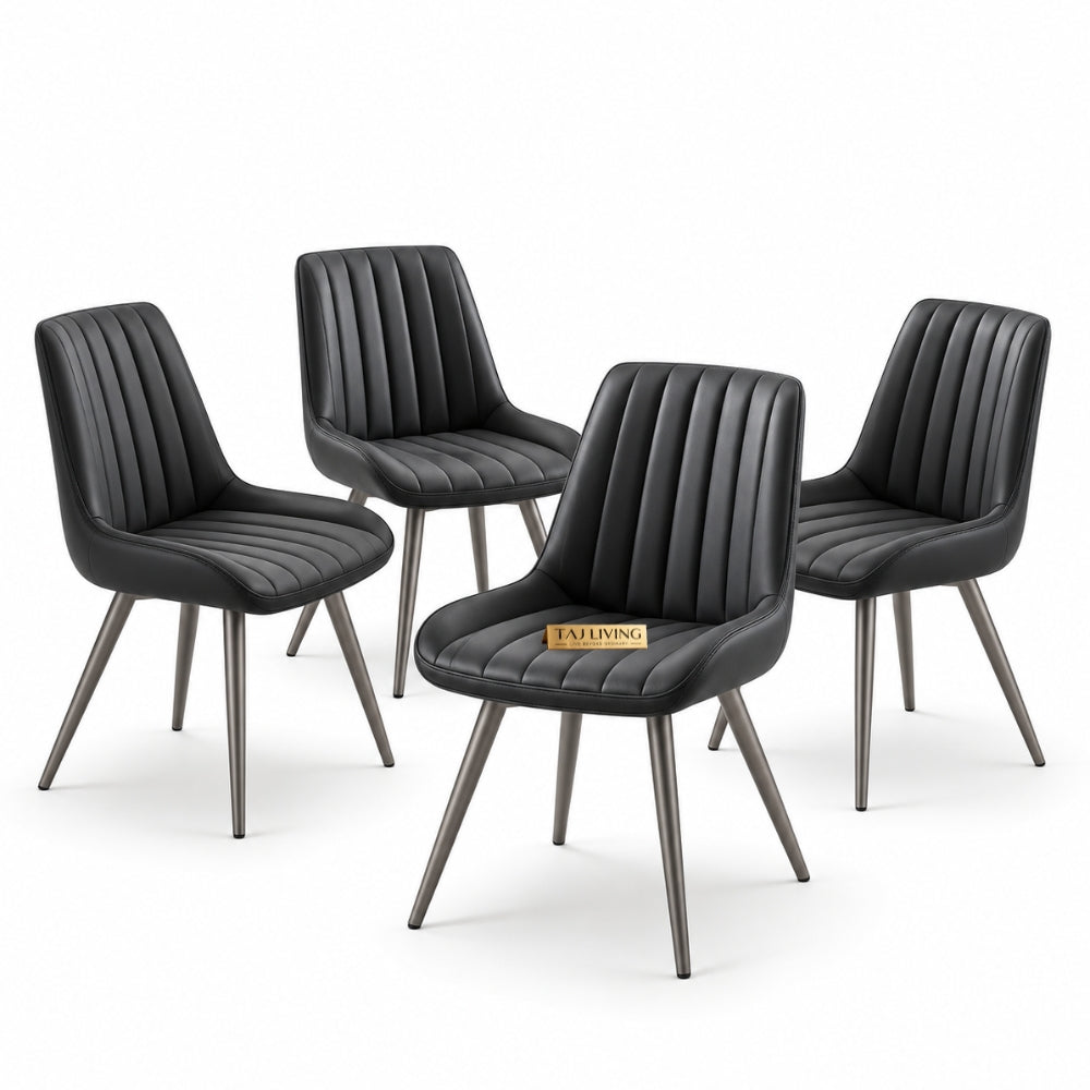Round Dining Table Set for 4, Kitchen Table with 4 Upholstered Chairs
