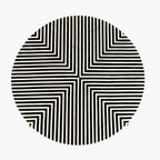 Black Bone Inlay Coffee Table with Optical Pattern & Gold Powder-Coated Stand