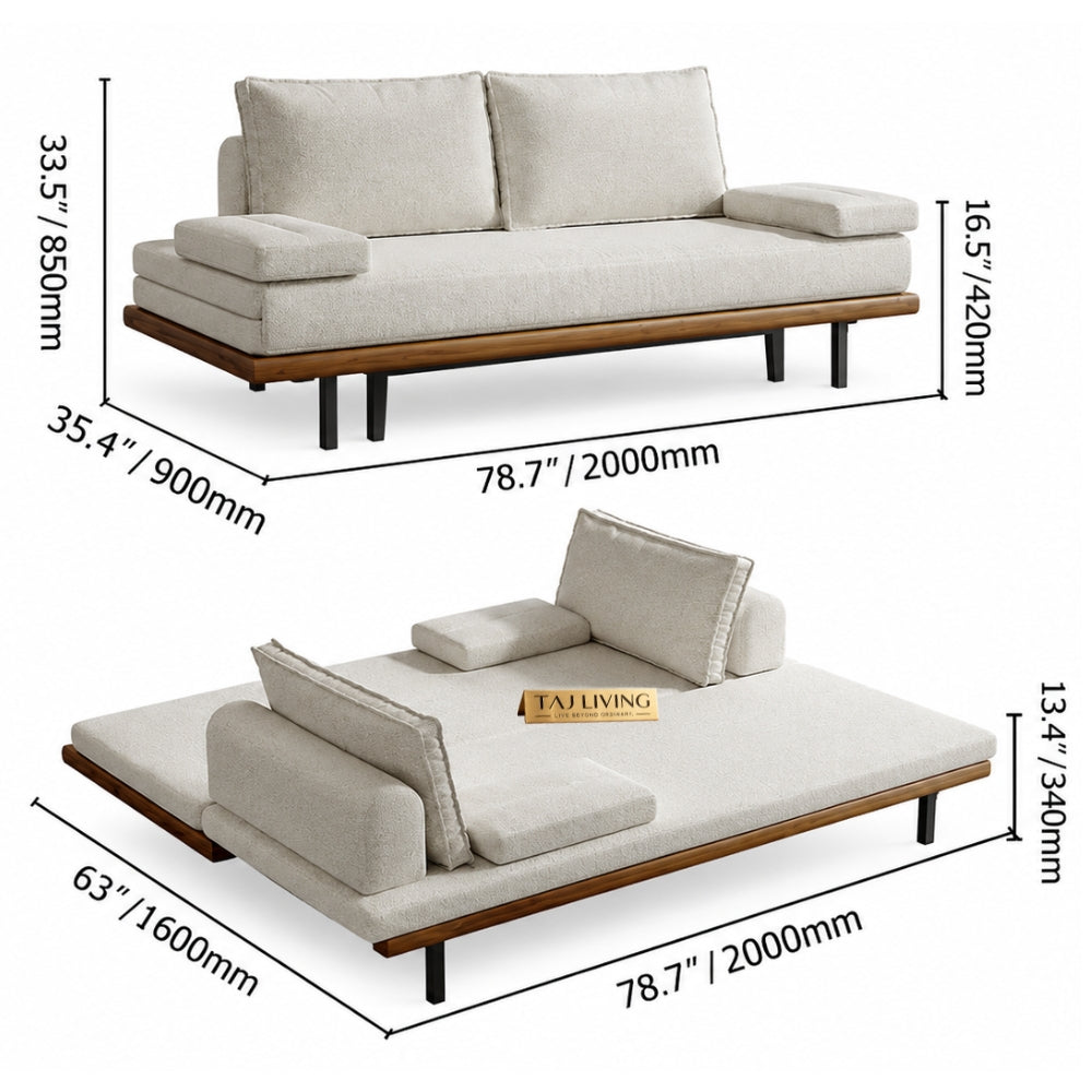 Naysa Sheesham Wood Sofa Cum Bed – Honey Finish