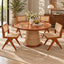Pavitra Baithak Rattan Dining Table with 4 Chairs – Handcrafted 4 Seater Wooden Dining Set