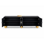 Mother of Pearl Inlay Black 4-Door TV Unit Media Cabinet