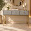 Rangrez Black and White Geometric Mother of Pearl Inlay Console Table
