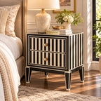 Rangoli Black Bone Inlay Nightstand | 2 Drawer Luxury Bedside Table