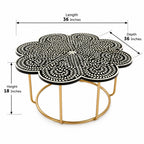 Mother of Pearl Inlay Black & White Floral Coffee Table