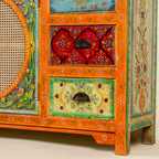 Gulnaar Solid Wood Sideboard with Cane Doors and Floral Drawers