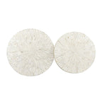 Mother of Pearl Inlay Coffee Table and Nesting Table Set, White Round Tables