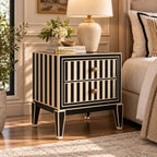 Rangoli Black Bone Inlay Nightstand | 2 Drawer Luxury Bedside Table